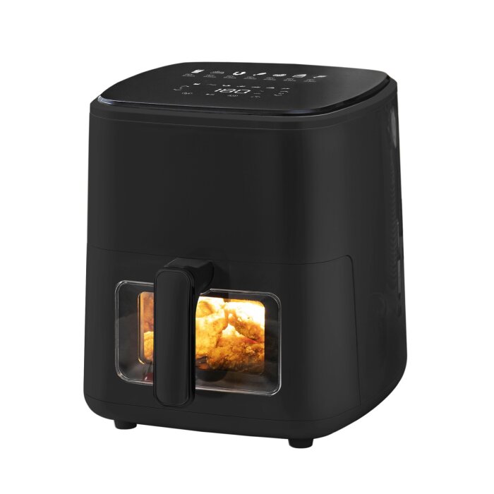 Extralink Home SJ-500 Heißluftfritteuse in Schwarz mit 5L Fassungsvermögen und digitalem LED-Display.