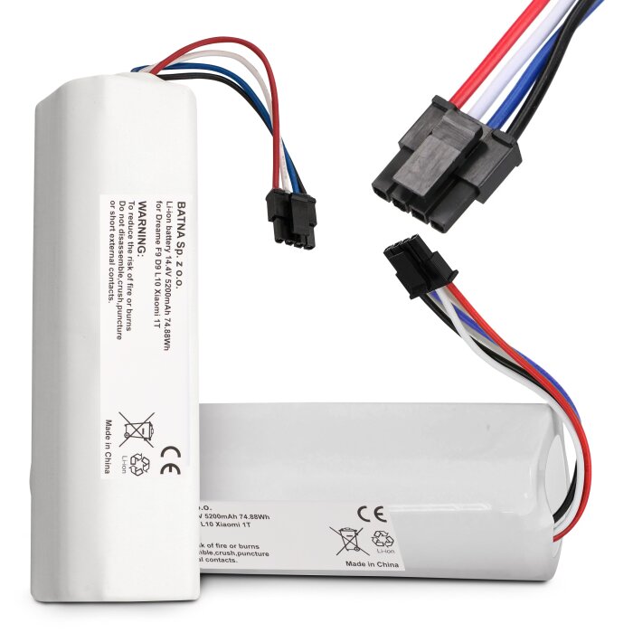 Hochleistungs-Ersatzakku mit 5200mAh und 14.4V für Dreame F9, D9 und Xiaomi 1T Saugroboter.