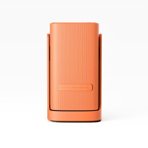 Rückansicht des Wanbo Cube 1 mit sichtbaren Anschlüssen: HDMI, USB und 3,5-mm-Audioausgang.