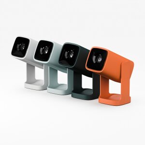 Projiziertes Bild des Wanbo Cube 1 zeigt die Android TV 11 Oberfläche mit Netflix-App.