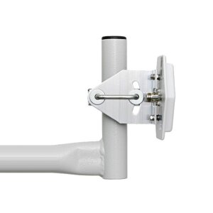 Rear view of the weatherproof Cyberbajt GigaEter 13 Antenna with N-female Coaxial Connector and aluminum backplate.