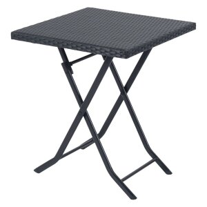 Moderner, quadratischer Gartentisch des Black Forest Sets in Schwarz aus pulverbeschichtetem Stahl.