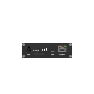 Nahaufnahme der Schnittstellen deines TRB501: 4x SMA für Antennen, USB-C und der Multi-Gigabit-LAN-Port.