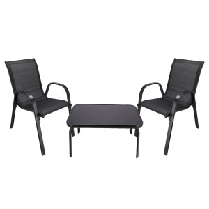 Genieße deinen Morgenkaffee auf dem Balkon mit deinem 3-teiligen Bistro-Set Black Forest in elegantem Schwarz.