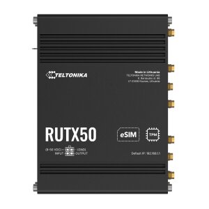Front view of the Teltonika RUTX50, one of our top...