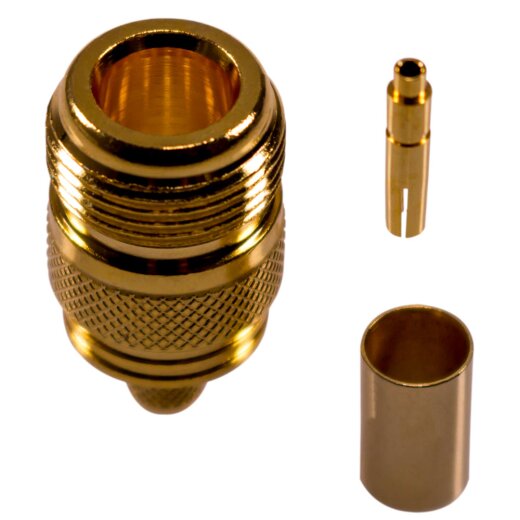 N Buchse in Krimp-Ausführung für H-155, RF-5, RF-240 Kabel