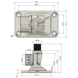 TravelConnector 2DK - Mounting System, 2D tilting holder with 180° joint, 1" UNS