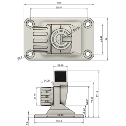 TravelConnector 2DK - Mounting System, 2D tilting holder with 180&deg; joint, 1&quot; UNS