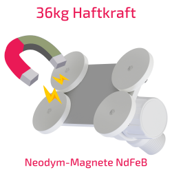TravelConnector 2DMK - 2D Kipphalter, Magnetfuß, 1" UNS Außengewinde
