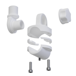 TravelConnector 2DRH - 2D rail tilt holder with 180° joint, 1" UNS external thread