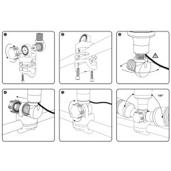 TravelConnector 2DRH - 2D rail tilt holder with 180° joint, 1" UNS external thread