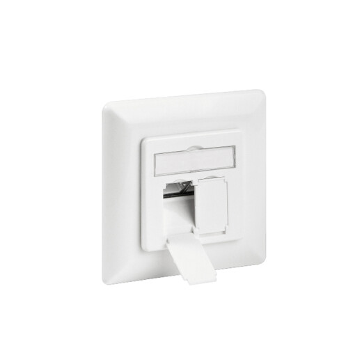 CAT.6a Flush-Mount Ethernet Socket with 2 x RJ-45, LSA, up to 500MHz, shielded, Pure White