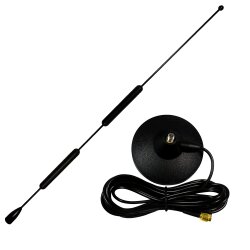 Individual parts of the multiband antenna - 12dBi rod antenna, magnetic base with connection cable and SMA connector