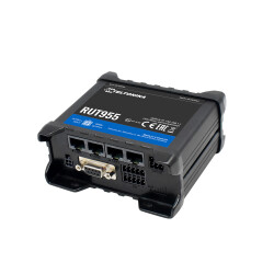 Front View of the TELTONIKA RUT955 4G router with I/O, GNSS and RS232, RS485 ports