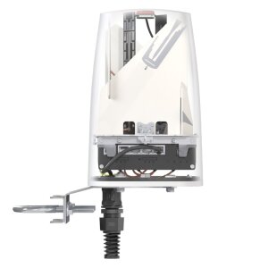 Detailed view of the connections and interior of the QuSpot AC50S for RUTC50 installation