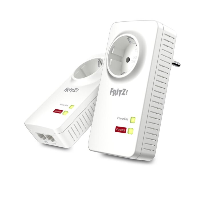 AVM FRITZ!Powerline 1220 Set mit zwei Adaptern für Gigabit-LAN aus der Steckdose.