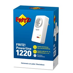 Rückansicht des AVM FRITZ!Powerline 1220 mit Typ F Stecker