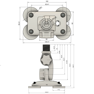 TravelConnector 3DKM - 3D Kipphalter, Magnetfuß, 1" UNS Außengewinde