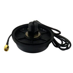 Bottom with 150cm cable and RP-SMA plug, black plastic housing and rubber lip