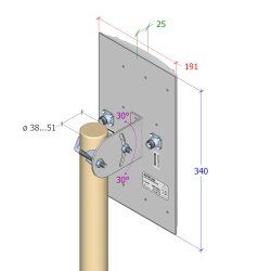 Technische Zeichnung der 2x2 MIMO Sektor Antenne von...