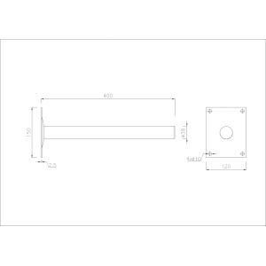 Konstruktionszeichnung des Antennenhalters, 40cm, gerade
