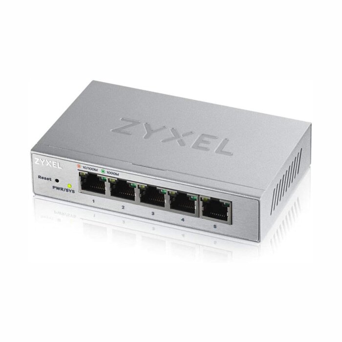 Zyxel GS1200-5 5-Port Gigabit Web Managed Switch in der Frontalansicht