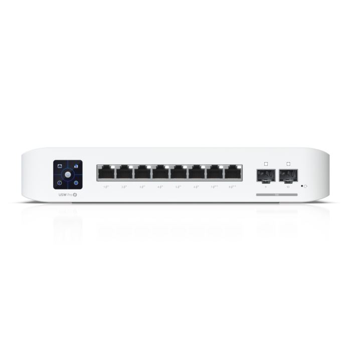 Ubiquiti UniFi Switch Pro 8 PoE (USW-Pro-8-PoE) front view with all ports, ideal for a robust Network.