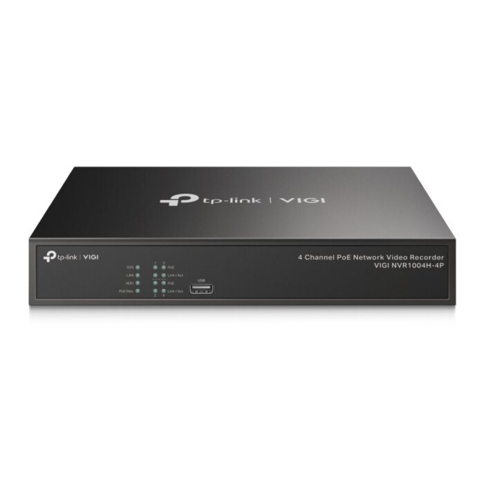 TP-Link VIGI NVR1004H-4P 4-Channel PoE+ Network Video Recorder front view
