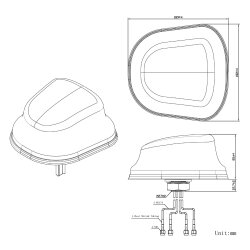 Construction drawing in 2D of the JCG605LM4 4G vehicle antenna