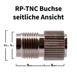 Seitliche Ansicht der RP-TNC Buchse