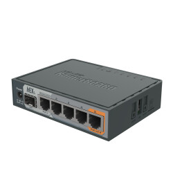Side view with 5 RJ45 gigabit ports 1 SFP cage as well as...