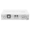 Rückseite des MikroTik CRS112-8P-4S-IN mit DC-In Buchsen