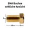 SMA Buchse - Seitliche Ansicht mit Abmessungen