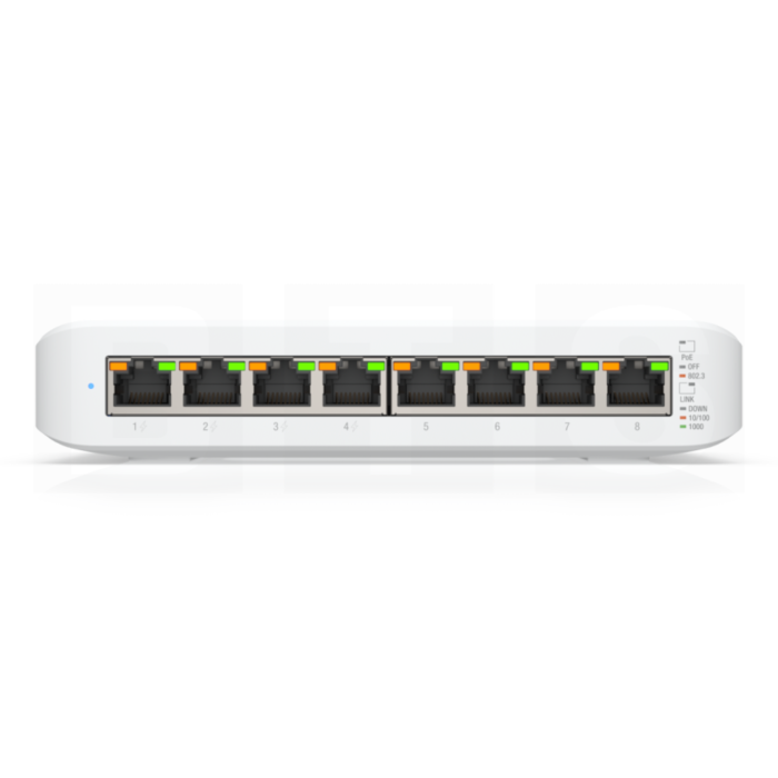 Ubiquiti UniFi Switch Lite 8 PoE (USW-Lite-8-PoE) in der Frontalansicht