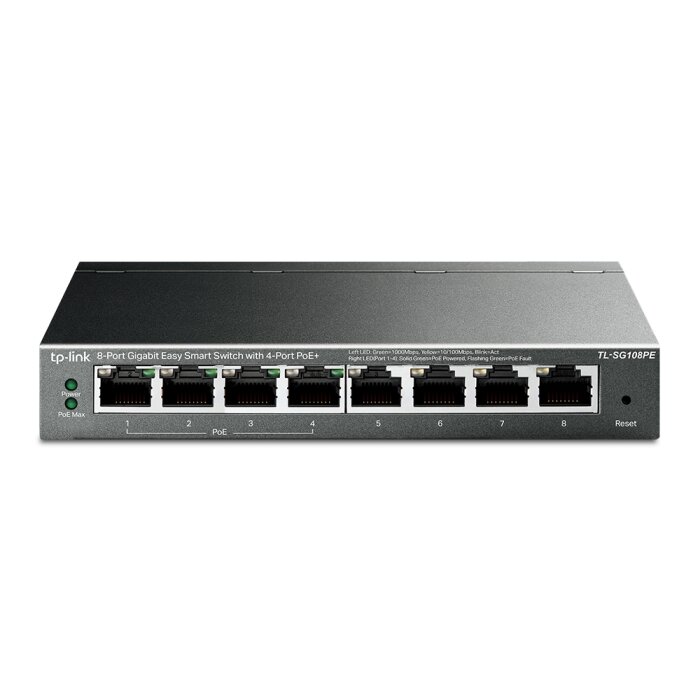 TP-Link TL-SG108PE 8-Port Gigabit Easy Smart Switch mit 4 PoE+ Ports