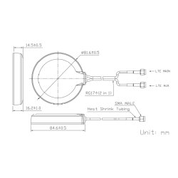 2D Konstruktionszeichnung der JCG305LM LTE Antenne