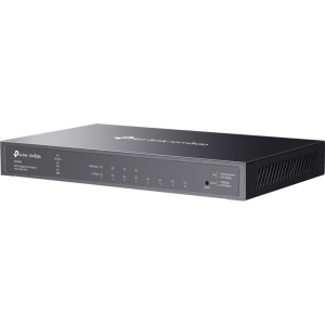 Rear view of the TL-SG2008P with power connector and...