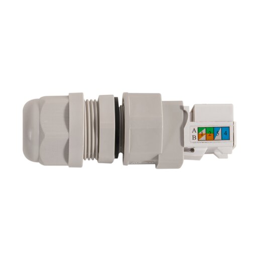 Wetterfeste Ethernet Kabeldurchführung mit RJ45 Buchse und LSA Klemmleiste