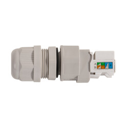 Weatherproof Ethernet cable gland with RJ45 socket and LSA terminal block