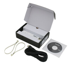 Scope of delivery of the Tube UNA with adapter, USB cable and cable tie