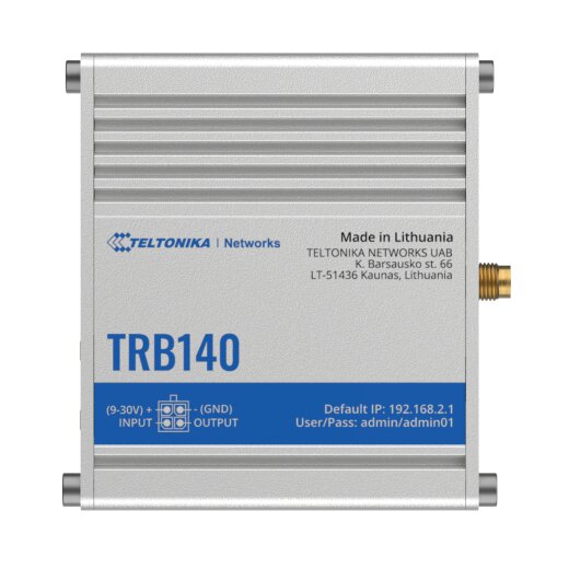 TELTONIKA TRB140 4G Gateway in aluminum housing with RJ45 Ethernet port