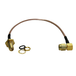 Coaxial pigtail, RG-316, 20cm, RP-SMA male with angle to...