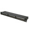CAT.6 STP patch panel with 24 ports in black 19 inch 1U housing
