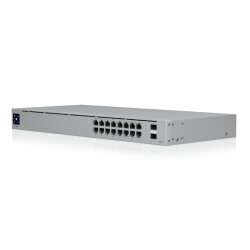 Back of the USW-16-POE switch with power connector