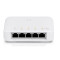 View of the 5 x Gigabit RJ45 ports (1 x PoE In, 4 x PoE Out)