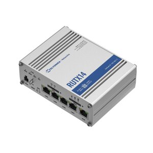 Rear view of the Teltonika RUTX14 with antenna connectors and Ethernet ports