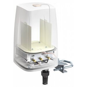 Halbtransparente Ansicht der AX09S Antenne mit Sicht auf alle relevanten Komponenten und Anschlüsse