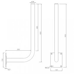 Construction drawing of the wall bracket 30cm x 60cm