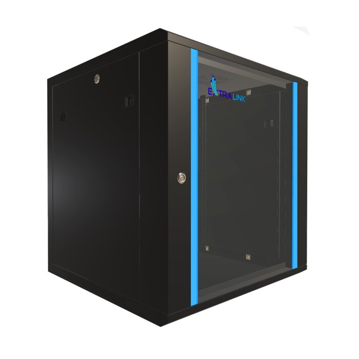 Extralink Geräteschrank - 19 Zoll, 600 x 600mm mit 12HE und Glastür