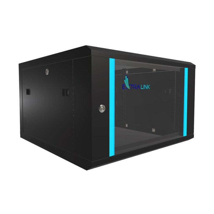 Extralink Geräteschrank - 19 Zoll, 600 x 600mm mit 6HE und Glastür